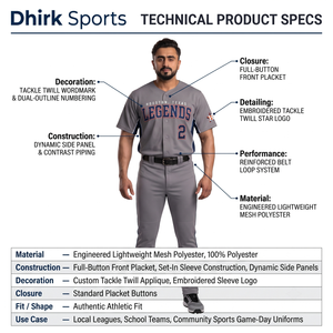 Camiseta de Béisbol Personalizada 100% Poliéster para Hombre, con Botones, Transpirable, Uniforme Deportivo de Equipo, para Jugadores de Ligas Locales - Product Image 5