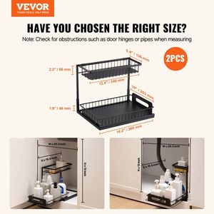 2-Tier Pull-Out Sink Organizer Storage Cabinet 10.7\"W X 14.2\"D <b>Wire</b> <b>Basket</b> Slide Drawer Organizer - Product Image 2