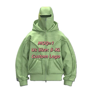 Sudadera con Capucha y Cremallera Extra Grande para Hombre, Diseño con Máscara, Forro Polar, Resistente al Viento, Color Sólido, Tallas S-XL - Product Image 5