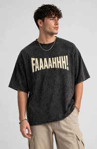 T-shirt en coton délavé surdimensionné pour homme, style vintage streetwear, imprimé lettres, manches courtes, col rond - Product Image 3