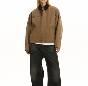 Blousons en toile zippés courts pour femme, collection automne, doux, décontractés, style workwear, design unique, respirants, imperméables, matelassés, teint unis - Product Image 5