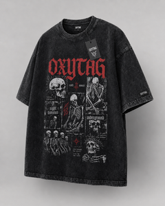 Heavyweight Vintage Acid Wash <b>T</b> <b>Shirt</b> Custom Graphic Streetwear Men Oversized Skeleton Print <b>Gothic</b> Style Cotton Apparel Tee - Product Image 5