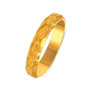 Premium Faceted Textured <b>Gold</b> Plated Band <b>Ring</b> for Women Unique <b>Vintage</b> Style Statement Fashion Jewelry - Product Image 1