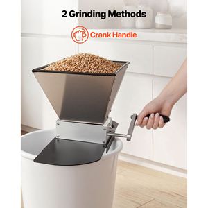 Moulin à grains manuel réglable pour kits de brassage maison, 2 rouleaux en acier inoxydable, broyeur d'orge pour la brasserie de bière au blé - Product Image 6