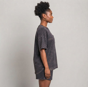 Heavyweight 100% Cotton women's T-Shirt & short <b>Set</b> 300GSM Oversized Blank Quick-drying Breathable Streetwear ladies 2 piece <b>set</b> - Product Image 6