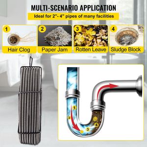 Cable Desatascador de Tuberías de 50 Pies x 1/2 Pulgada con Núcleo Sólido, Serpiente para Limpieza de Alcantarillado, Limpiador Eficiente de Obstrucciones en Tuberías - Product Image 3