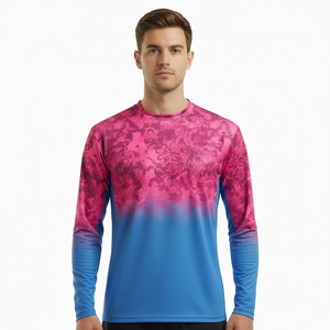 Chemise de pêche élégante et respirante, protection solaire personnalisée, manches longues, vêtements de sport pour hommes, tissu 100% polyester pour garçons - Product Image 3
