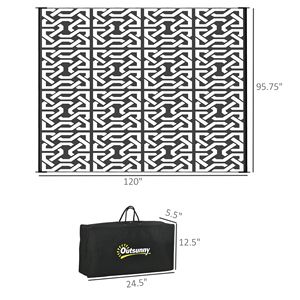 Tappeto da Esterno Portatile 8x10 Reversibile Bianco e Nero con Design a Catena e Borsa per il Trasporto per Camper e Campeggio - Product Image 3
