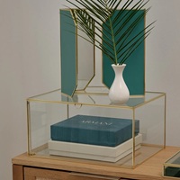 Boîte de rangement en laiton et verre pour bijoux, parfums et cosmétiques, grande capacité (3-6L), pour femmes, vente en gros