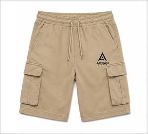 Black Men's Breathable Elastic Drawstring Knee-Length Woven Nylon/Cotton Cargo Shorts - Product Image 5