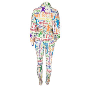 Ensemble de survêtement sportif imprimé pour femme, coupe droite, manches longues, à capuche, toutes saisons, coupe-vent, en polyester tricoté et élasthanne - Product Image 6