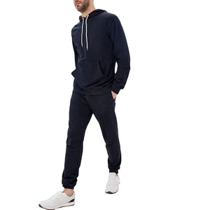 Conjunto de chándales para correr deportivos de contraste informales para hombre, Sudadera con capucha de 2 piezas, pantalones de chándal de lana de invierno de talla grande, chándal informal de invierno - Product Image 1