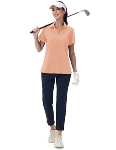 Polo de golf personnalisé pour femme, col en V, manches courtes, séchage rapide, UPF 50+, haut de tennis, OEM en gros - Product Image 6