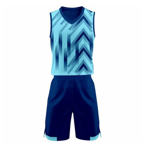 Uniforme de Baloncesto para Hombre, Camiseta sin Mangas con Cuello en V y Estampado Geométrico Degradado, Conjunto de Pantalones Cortos de Poliéster que Absorben la Humedad - Product Image 1