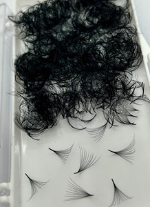 D Curl 0.07mm Synthétique Mixte-Longueur Pointu Base Volume Extensions De Cils Aspect Naturel À La Main Mat Noir Plateaux Premade - Product Image 4