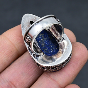 Gorgeous Hot Selling Faceted <b>Lapis</b> <b>Lazuli</b> <b>Ring</b> Handmade 925 Sterling Silver Plated Pear Luxury Premium Grade Vintage Jewelry - Product Image 3