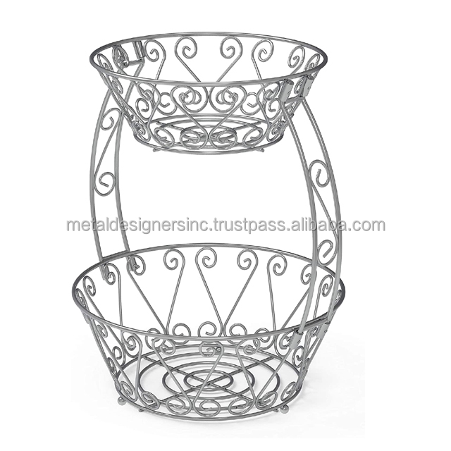 Simple Houseware 2-Tier Countertop Fruit Basket Bowl Storage Chrome