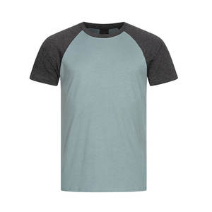 T-shirt décontracté à manches courtes et col rond pour homme, avec blocs de couleur et manches raglan, gris contrastant, OEM - Product Image 3