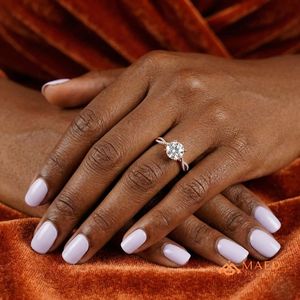 Anillo de Moissanita con Baño de Oro Rosa, Joyería de Lujo para Novia, Anillo de Promesa, para Uso Diario, Regalo para Mujer, Estilo Americano, Elegante - Product Image 5