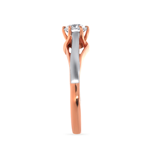 Bague Solitaire Glamour Inception en Or Rose et Or Blanc 18 carats avec Diamant Solitaire Rond Taille Brillant pour Fiançailles - Product Image 4