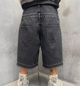 Short de sport pour homme en coton, coupe ample, style streetwear, épais, délavé vintage, avec taille élastique, style jogger cargo, pour le basketball et la course à pied - Product Image 5