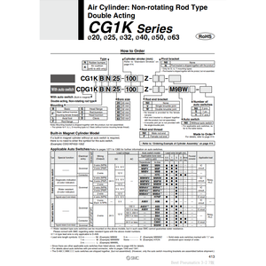 Cylindre pneumatique SMC CDG1KBN63-30Z produit de cylindres de haute qualité - Product Image 2