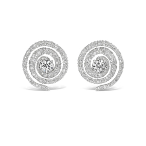 Luxury Round Diamond Stud <b>Earrings</b> 925 <b>Silver</b> Women's <b>Wedding</b> Jewelry - Product Image 2
