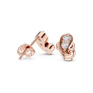 Pendientes de compromiso de oro amarillo de 14 quilates con diamantes cultivados en laboratorio para mujer |   Diamante Cultivado Nuevo - Product Image 3
