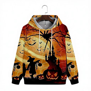 Sudadera con Capucha de Primera Calidad, 100% Mezcla de Algodón, Diseño Novedoso con Estampado de Calabaza Fantasma, para Hombre - Product Image 1