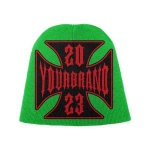 Gorro de Invierno Unisex Estilo Punk con Cruz Bordada de tu Marca, Talla 56-58CM, Ropa Casual Urbana - Product Image 2
