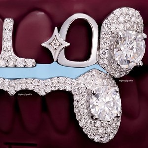 Grillz Personalizados con Incrustaciones de Diamantes, Plata de Ley 925, Moissanita VVS, Joyería Hip Hop y Diseño de Estrella con Piedra Grande para Hombre - Product Image 2