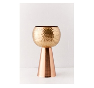 Elegante Cuenco Decorativo de Dos Tonos en Latón y Cobre con Base |   Macetero de Metal Martillado para Mesa de Salón, Decoración de Entrada - Product Image 2