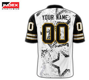 Camiseta de Fútbol Americano Personalizada INDEX para Hombre, Cuello en V, Manga Corta, Impresión Sublimada, Rojo, Blanco y Dorado 00, Transpirable, Corte Regular - Product Image 2