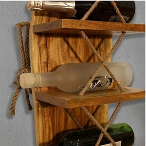 Estante para Vino Geométrico de Madera, Diseño Rústico, Capacidad para 5 Botellas, Almacenamiento de Escritorio - Product Image 4