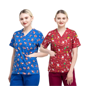 ชุดแพทย์ผ้าทอ OEM สำหรับโรงพยาบาล ชุดยูนิฟอร์มแพทย์ชายหญิง ชุดสครับพิมพ์ลายสำหรับสปา ผ้าฝ้าย 100% ระบายอากาศได้ดี แบบยูนิเซ็กซ์ รับสั่งทำตามแบบ - Product Image 2
