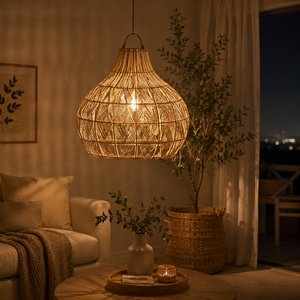 Lámpara Colgante de Ratán al por Mayor, Hecha a Mano, Tejida, para Restaurante, Cafetería, Hotel, Decoración del Hogar, Iluminación Decorativa - Product Image 1
