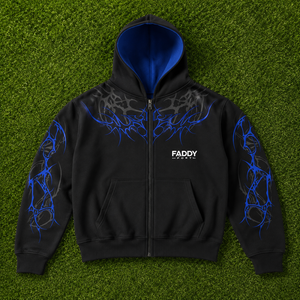 Sudadera con capucha personalizada Y2K Streetwear con estampado gráfico oversize para hombre, de forro polar grueso con cremallera completa, estilo tribal hip hop. - Product Image 2