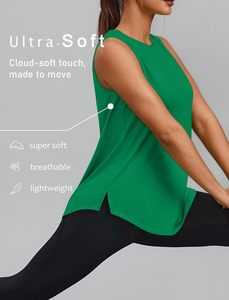 Débardeur côtelé décontracté pour femme, sans manches, ajusté, en coton extensible, écologique, séchage rapide, col rond, doux, respirant, basique d'été - Product Image 5