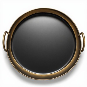 Plateau de service Aristocrat Gold Black Metal, conçu pour les maisons de prestige, les hôtels exclusifs, les événements élégants et les réceptions contemporaines. - Product Image 1