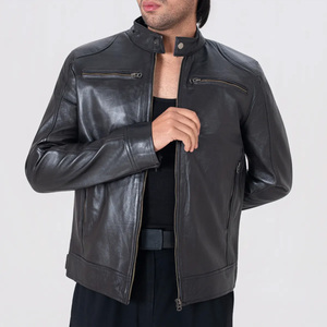 Veste en cuir noire pour homme Icon by Gilani - Veste en cuir noire style Café Racer - Product Image 2