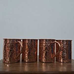 Juego de 4 Tazas de Cobre Puro Martillado, Botella con Beneficios Ayurvédicos, Botella para Gimnasio, Moscow Mule de World Craft Impex - Product Image 2