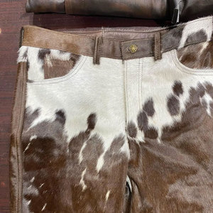 Pantalones Cortos de Cuero de Vaca con Pelo para Hombre, Estilo Vaquero del Oeste, Diseño Exclusivo, Moda Urbana - Product Image 3