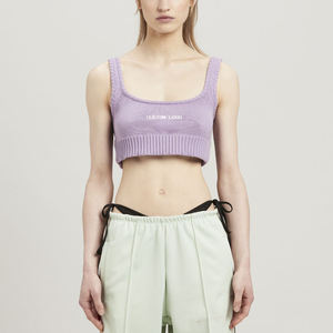 Wholesale Custom Embroidery logo Women Knitted Ribbed Crop tank <b>Top</b> - Product Image 1