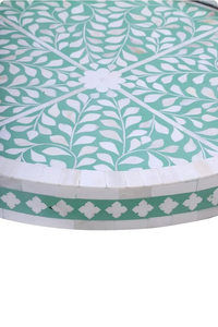 Black & White Bone Inlay <b>Round</b> <b>Tray</b> | Handmade Floral Inlay Decorative <b>Tray</b> | Art Deco Luxury Home Decor | PERFECT ENTERPRISES - Product Image 6