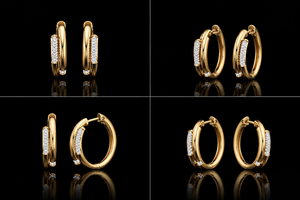 Pendientes de Aro con Diamantes Cultivados en Laboratorio de 0.80 CT, Oro Sólido de 14K, Doble Hilera de Diamantes Pavé, Joyería Fina de Lujo para Compromiso y Boda - Product Image 2