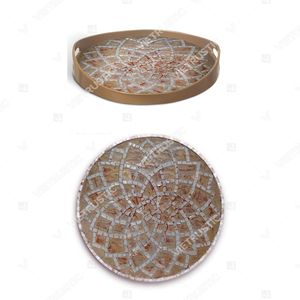 PALAZZO Gothic Floral Medallion Mosaic Inlay Home Accent Collection Side <b>Table</b>, Mirror, Photo Frame & Tray Box - Product Image 4
