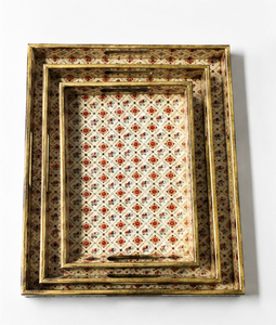 MDF Enamel Floral Serving Tray Handmade Indian <b>Decorative</b> Rectangular Tray for Home Hotel Restaurant Wedding Wholesale - Product Image 1