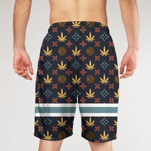 Shorts de bain pour hommes à motif géométrique, séchage rapide, taille élastique, décontractés, longueur courte, en polyester imprimé - Product Image 5