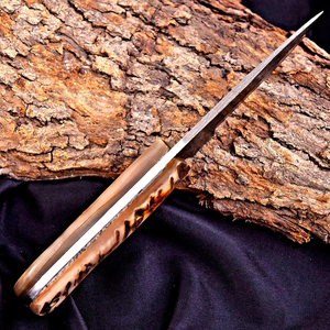Cuchillo de Caza Hecho a Mano de Acero de Damasco, Cuchillo Táctico de Supervivencia para Campamento y Actividades al Aire Libre, Forjado a Mano con Hoja Fija Premium - Product Image 2