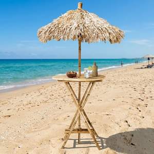 Sombrilla de patio de bambú y algas marinas tejida a mano – Parasol de jardín para exteriores hecho a mano en Vietnam - Product Image 2